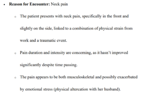 30-year-old female with neck pain Week #9 iHuman Case Study